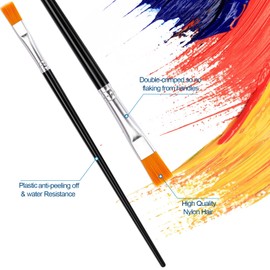 200Pcs Paint Brushes for Acrylic Painting Kids Paintbrushes Flat Nylon Hair Crafts Brush Small Oil Watercolor Artist Supplies Bulk for Children and Adult, Black