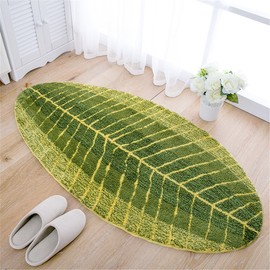 JameStyle26 - Non-Slip Bathroom Rug Green - Palm Leaf Pattern - Quick Drying - for Kitchen and Bathroom - 40 x 60 cm