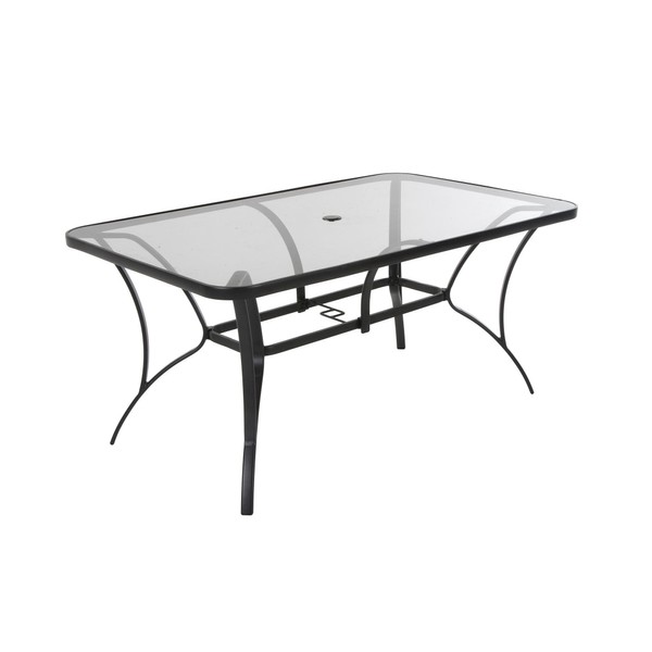 CoscoProducts COSCO 88646GLGE Paloma Patio Tempered Glass Top Dining Table, Gray