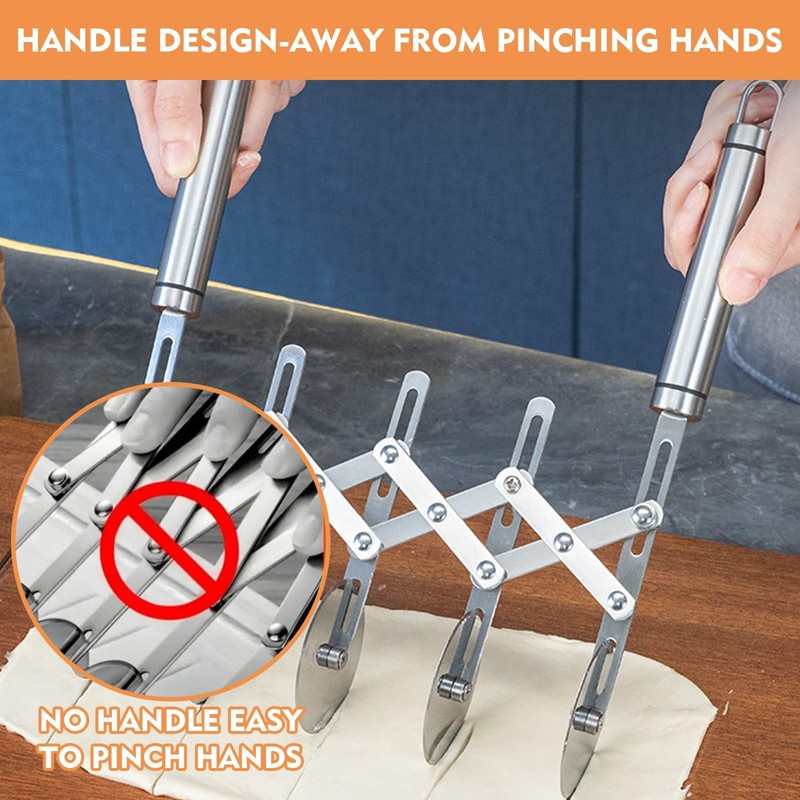 5-Wheel Professional Pastry Food Grade Stainless Steel Pizza Tool, Stainless