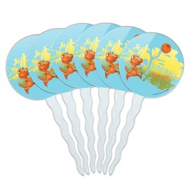 GRAPHICS & MORE Dino Ball Kickoff Dinosaur Train Cupcake Picks Toppers Decoration Set of 6