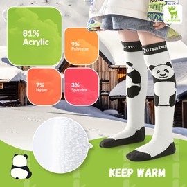 Qunature Ski Socks Children's Thermal Socks 1 Pair Winter Knee Socks Girls/Boys Thermal Warm Breathable Winter Socks for Winter Sports Skiing Skating Snowboarding Foot Size 25-36, White