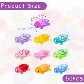 vcsjw Mini Schildkröten Harz 50 Stück Leuchtende Schildkröte Deko Mini Figuren Kleine Figuren Small Turtles für Topfdekoration Garten Aquarium Landschaft - 10 Farben