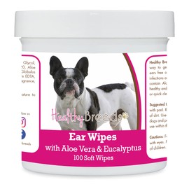 Healthy Breeds French Bulldog Ear Cleaning Wipes with Aloe & Eucalyptus for Dogs 100 Count