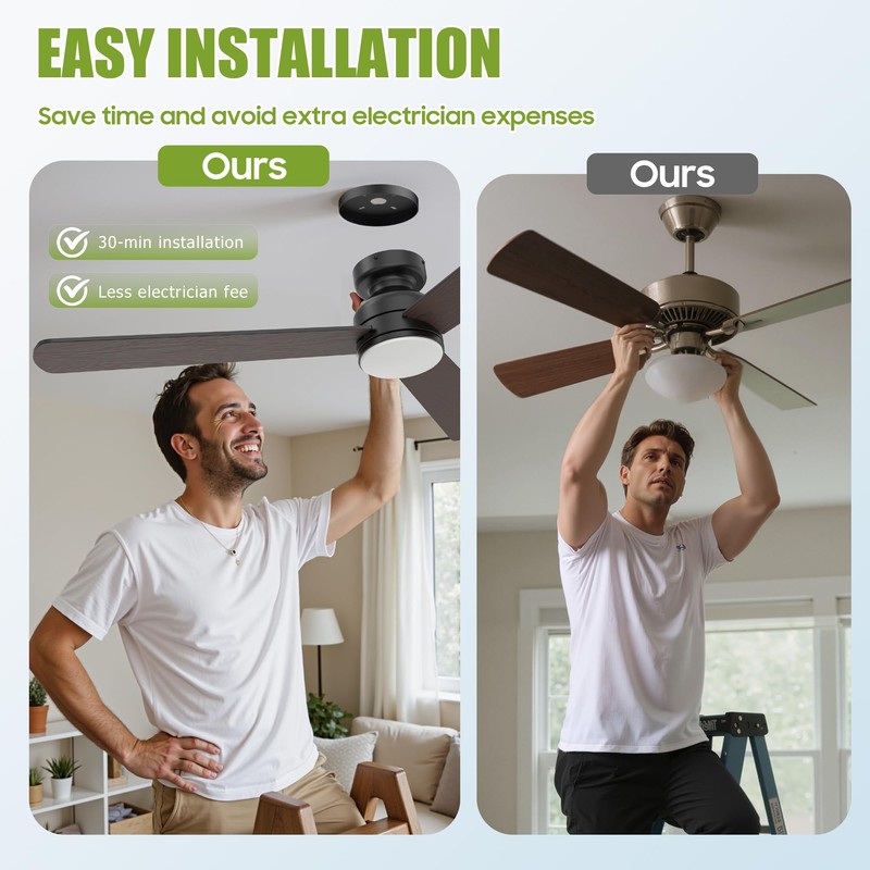 Ceiling Fans with Lights, 42" Modern Low Profile Ceiling Fan