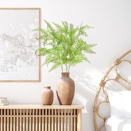 OJRTHDE 3 PCS Artificial Long Greenery Stems 35.8" Faux Persian Grass for Tall Vase Plastic Ferns Plants Fake Leaves Branches for Indoor Home Table Fireplace Garden Shop Hotel Office Festive Décor