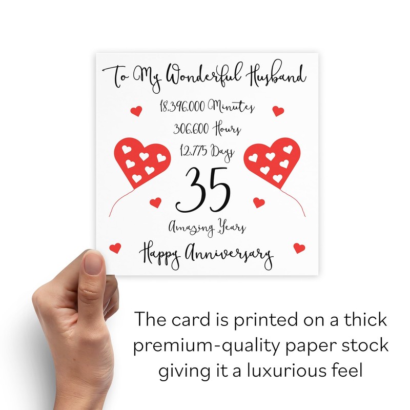 Hunts England - Romantic Husband 35th Wedding Anniversary Card -