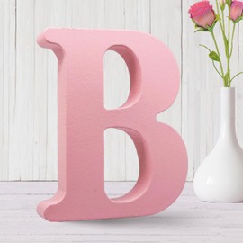 AOCEAN 6 Inch Pink Wood Letters Unfinished Wooden Letters for Wall MAGA Decorative Standing Letters Slices Sign Board for Crafts Christmas Decoration Home Party Projects (B)