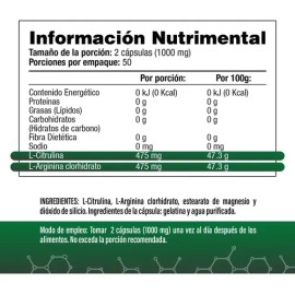 L-citrulina Con Arginina 100 Cápsulas 500mg Salud & Vida Mx N/a