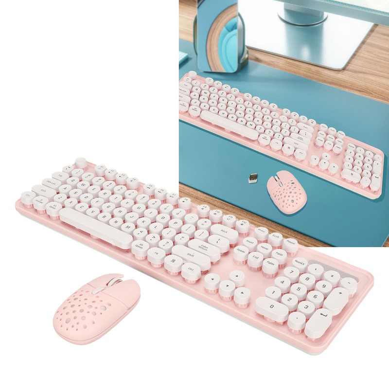 Wireless Keyboard and Mouse Combo Pure Color Retro 2.4G Wireless