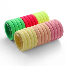 Set Of 24 Multicolor Hair Bands Ties Elastics Ponytail holders No Crease Thick Seamless Cotton Stretch Hair Ties Durable Headband for Baby Kids Girls Women, multicolor (Multicolor-4)