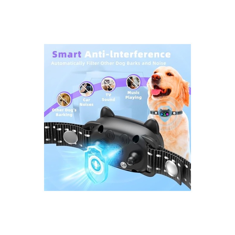Bark Collar Rechargeable Smart Dog Barking Collar Anti Bark Training