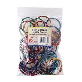 Hygloss Products Book Rings – 1-1/2 Inch Assorted Color Metal Binder Rings, 50 Pack