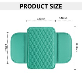 Upgraded Car Center Console Cover,Microfiber Leather Car Armrest Cover Cushion with 2 Storage Bags,Universal Car Armrest Storage Box Car Interior Accessories for Most Vehicles (Turquoise)