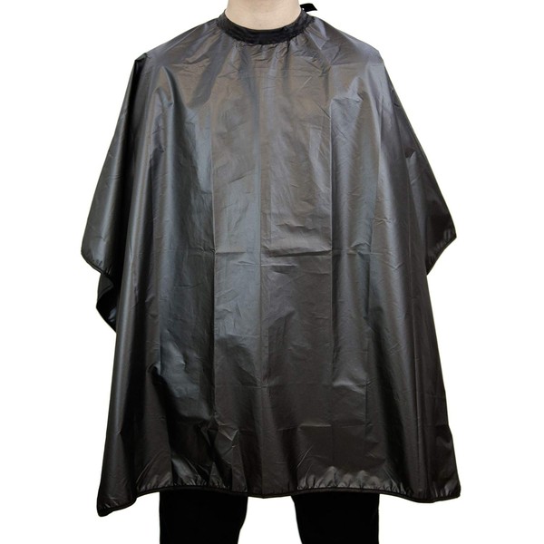 All Purpose Cape with Water Color Bleach Chemical Proof for Barber Salon Stylist Nail Art Grooming Smock (Black)