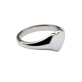 QUALITY UK Sterling Silver Heart Signet Ring Small 10 x 9mm Size G