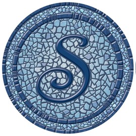 Skip's Garage Custom Monogram Pool Mat - Mosaic Art - 29" - Letter S - Vinyl - Works in Most Pools - Easy Drop-in Installation