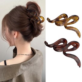HAPVITAL Hair Clip, Large Hair Clip, Hair Clip, Simple, Can Be Used for Dense Hair, Office Hair Clip, Large, Firm, Gray, Large Firm (Simplicity)