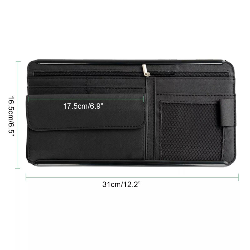 XUKEY PU leather Car Sun Visor Organizer Multi-Pocket Sunglass Bank