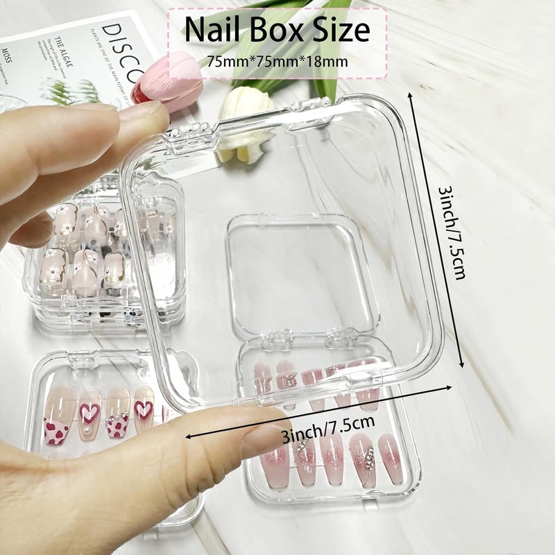 24pcs Press on Nail Storage Box with 10M Adhesive Double