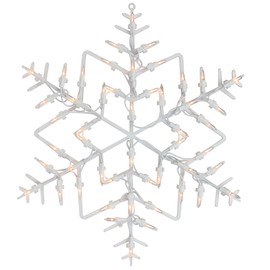 16" White Lighted Snowflake Christmas Window Silhouette Decoration