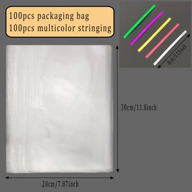 Cello Cellophane Treat, 8 X 12 Inches Big OPP Clear Plastic Bags For Bakery, Candies, Dessert with 6 Colors Twist Ties(100 Pieces Bags + 100 Pieces Twist Ties) (100, 8 X 12)