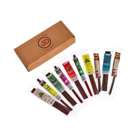 Jerky Dynasty Bayou Mix - Exotic Beef Jerky Snack Packs with Venison, Wild Boar & Alligator - Unique Flavors from Around the World in Slim Stick Style Jerky Variety Pack - (10 Pack)