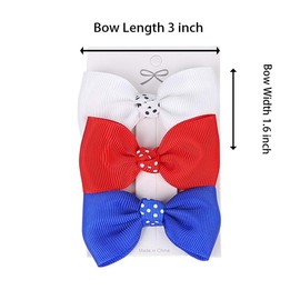 Red White Blue Hair Bow Clips for Baby Girls 4th of July Hairs Accessories Patriotic Hair Bow Kids Bowknot hair Clip 3 Pack ZFJ67 (Red White Blue)