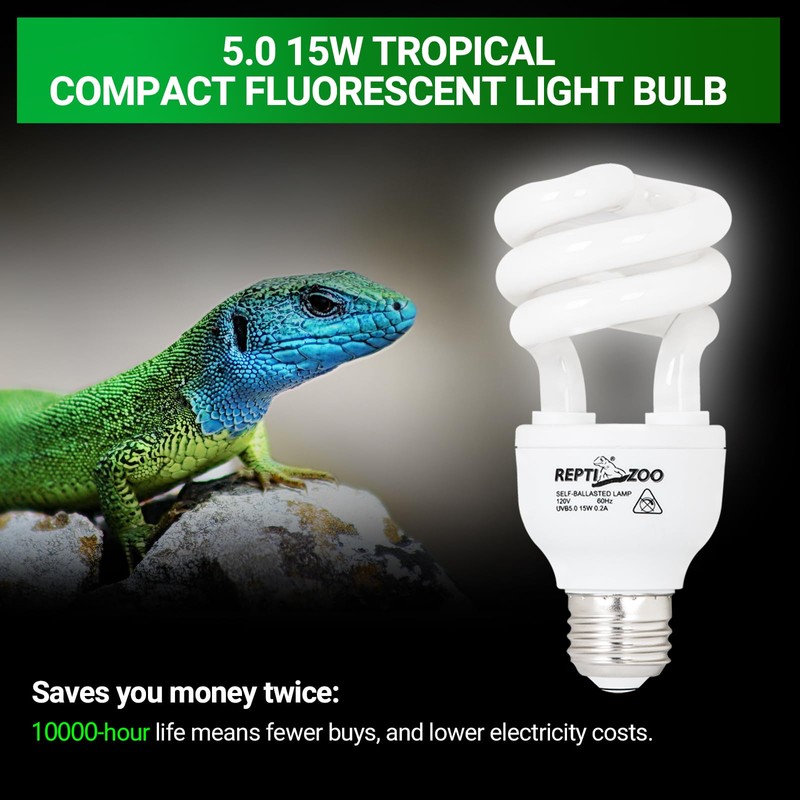 REPTI ZOO UVB Light for Tropical Reptile, 2 Pack 5.0
