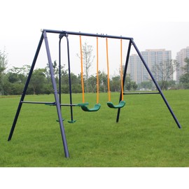 AOKUNG Outdoor Heavy-Duty Metal Swing Set for Kids