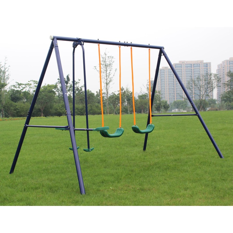 AOKUNG Outdoor Heavy-Duty Metal Swing Set for Kids