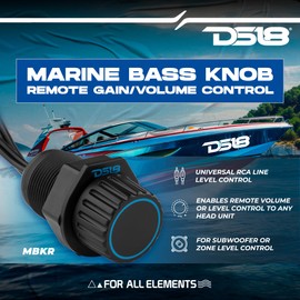 DS18 MBKR Marine Bass Knob Remote Gain/Volume - Compatible with Any Source Unit - Bass Knob Level Controller - Universal RCA Line Level Control Waterproof Design for All Audio Applications
