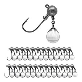 CWSDXM Jig Head with Spinner Blades, Round Ball Head Jig Fishing Hooks Unpainted Jig Heads for Crappie Bass Trout Walleye Fishing 3g/30pcs, 5g/25pcs, 10g/20pcs
