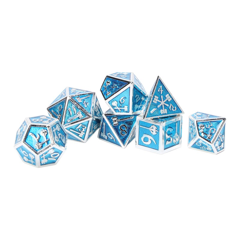 7pcs Polyhedral Dice Set Clear Number Metal Glossy Odorless Table