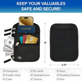 DOETYD RFID Blocking Neck Wallet with Passport Holder – Ultra-Thin Travel Pouch for Concealed Carry(Purple