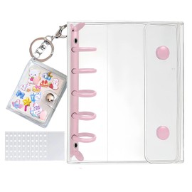Yurika Sticker Notebook, Girls, Transparent Binder, M5 Mini Sticker Pad with Keychain, Cute Mini Notebook, Sticker Storage Book, Includes 10 Refills, Notebook, Motivation, Small Accessories, Photo
