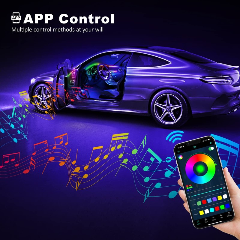 Acrylic Interior Car LED Strip Light with Wireless APP, RGB