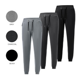 ALL IN SWEATS 3 Pack Fleece Joggers for Men - Workout Mens Sweatpants with Zipper Pockets & Drawstring - Active Sweat Pants for Gym, Workout, Jogging (Black, Charcoal, Grey) XL