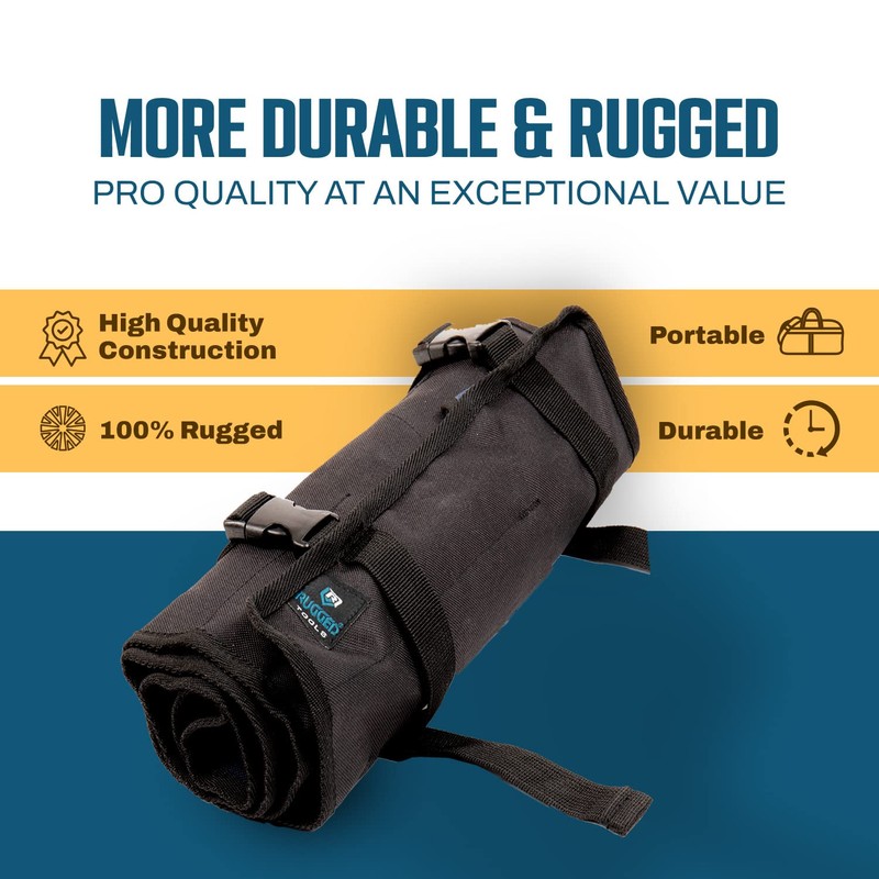 Rugged Tools Wrench Roll Up Pouch - Wrench Organizer &