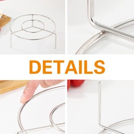 QoTang 3 PCS 7 Inch Stainless Steel Wire Pizza Pan Riser Stand Round Pizza Tray Riser Rack Tabletop Serving Stand for Food Trays and Platters Display Stands for Home Restaurant and Party