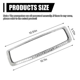 ZIMISI Bling Car Rear View Mirror, 10.51 Inch HD Glass Clip-on Wide Angle Rearview Mirrors, Crystal Diamond Panoramic Rear View Mirror Accessories, Bling Car Decoration for Women Girls (Silver)