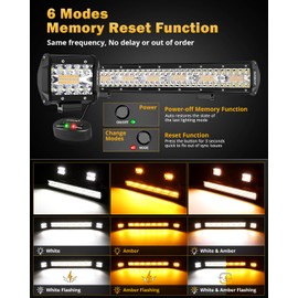 Auxbeam 4" LED Pods with 20" LED Light Bar Combo Set, 6 Modes Amber White Strobe Off Road Lights Flashing/Warning, Dual Color Spot Flood Combo Auxiliary Fog Lights, 3 Packs