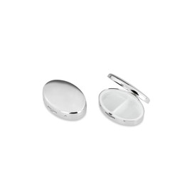 Silberkanne Pill Box 2-Part Oval Smooth Polished 6.0 x 4.0 cm Silver-Plated