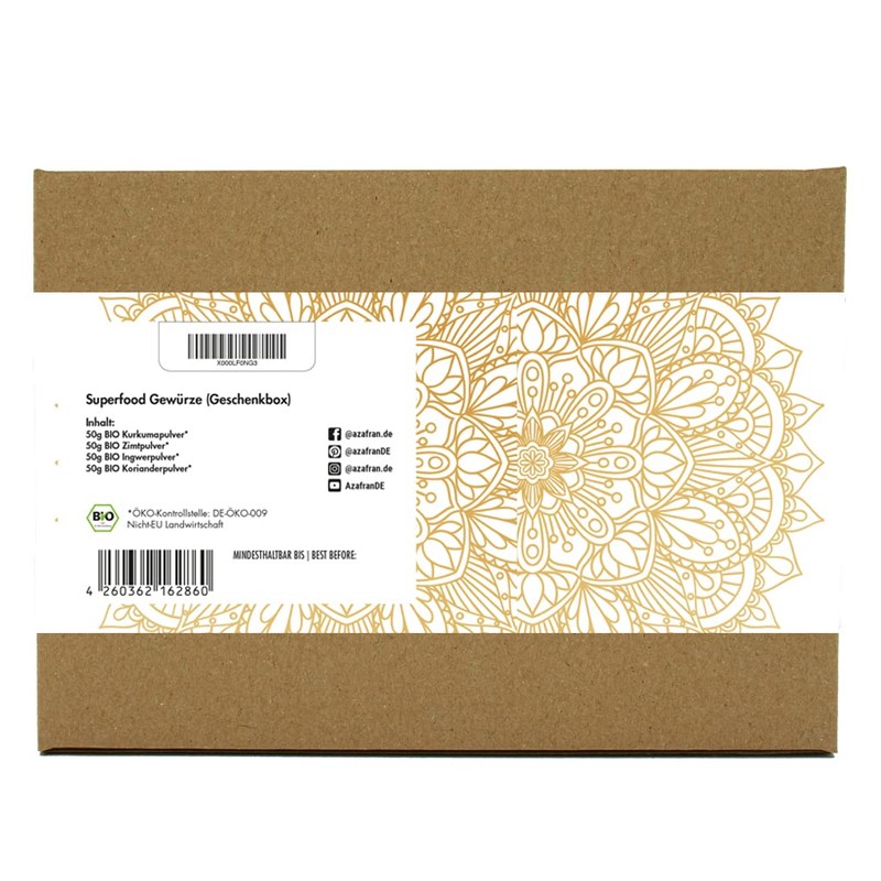 Azafran Organic Spices Set with 4 Superfood Spices Gift Set