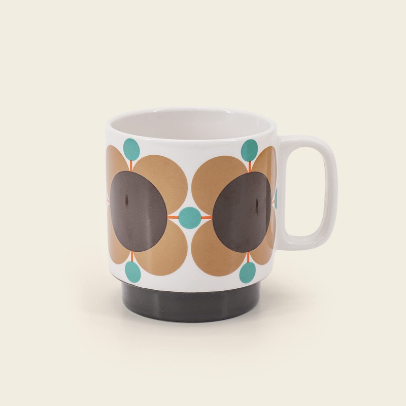 Orla Kiely Set of 2 Stacking Mugs Ceramic Atomic Flower
