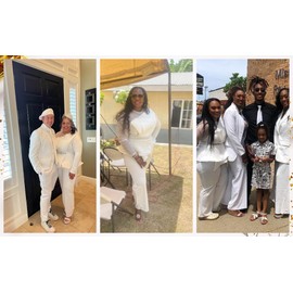 Oneastern Black/White Women's Mesh Patchwork Bead Irregular Long Sleeve Peplum High Waist Formal Jumpsuits