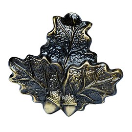 Januel Oak Leaves Boar Trophy Decor - Tooth and Boar Stoneware on Badge - Small Model - Fixing with Screws - Screws Included