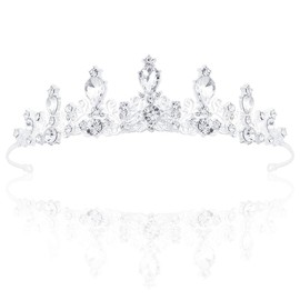 1 Pcs Princess Tiara Headband Bridal Crown Silver Rhinestone Wedding Tiara Silver Crystal Hair Accessories for Women for Bride & Flower Girls Bridal for Wedding Birthday Party Prom Pageant