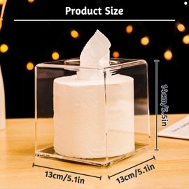 Fahibin Acrylic Tissue Box,Clear Facial Acrylic Tissue Box,Square Tissue Dispenser Box 13 x 13 x 14 cm - for Dining Room, Bathroom, Bedroom