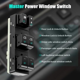 Master Power Door Lock Window Control Switch for Nissan Altima 4-Door Sedan 2007-2012 07 08 09 10 11 12 Driver Side Power Window Controller Switch 25401-ZN50B